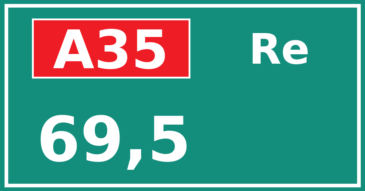 Hectometerbord A35 69,5 zijde Re