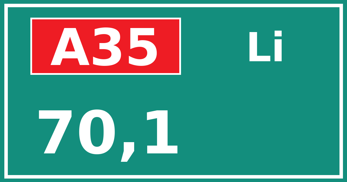 Hectometerbord A35 70,1 zijde Li
