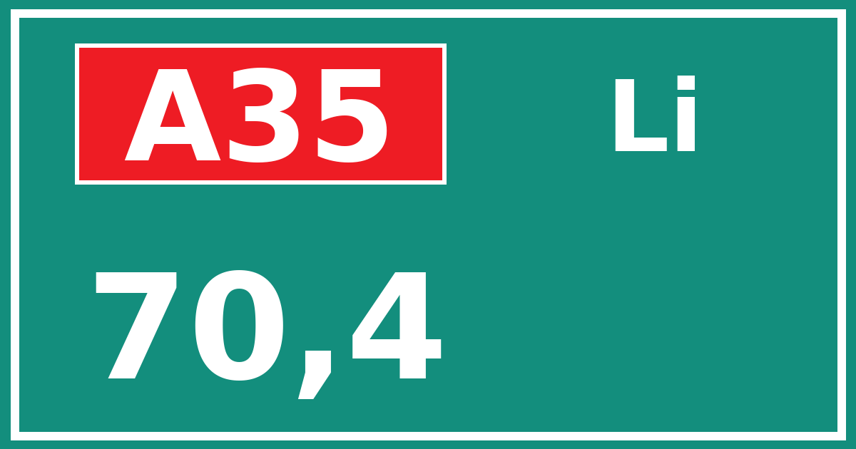Hectometerbord A35 70,4 zijde Li