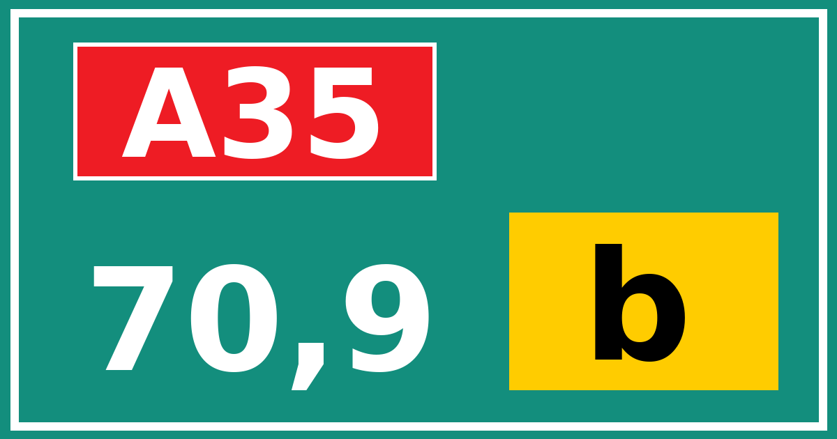 Hectometerbord A35 70,9 letter b