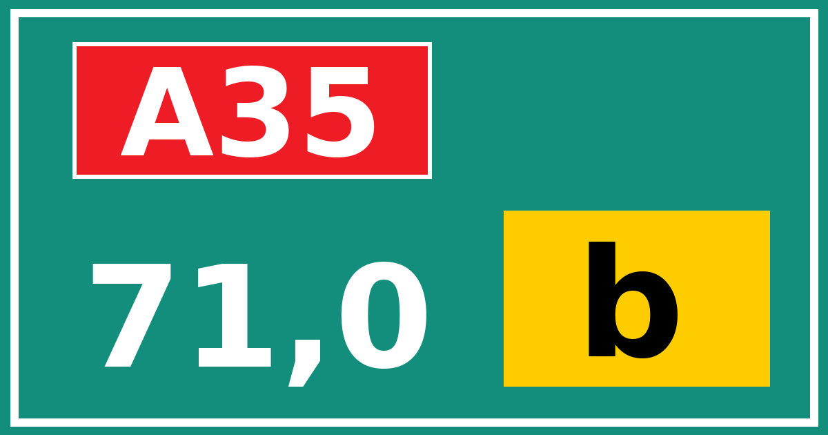 Hectometerbord A35 71,0 letter b