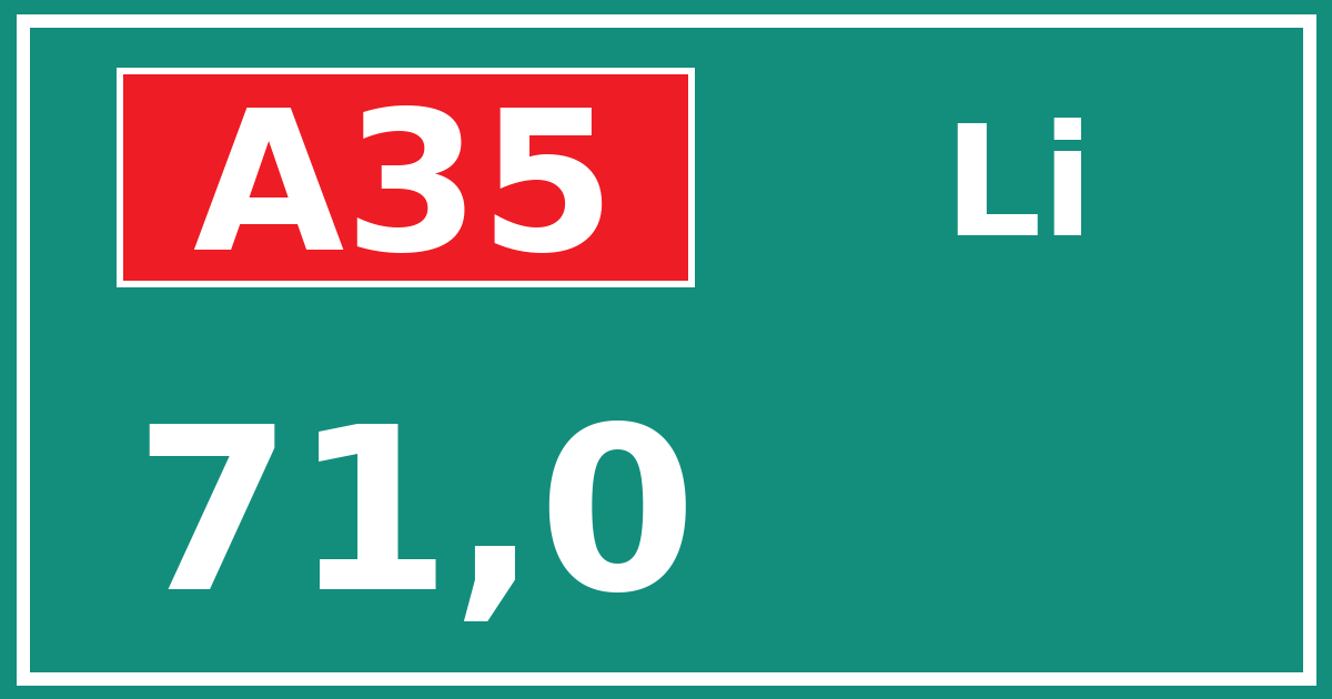 Hectometerbord A35 71,0 zijde Li