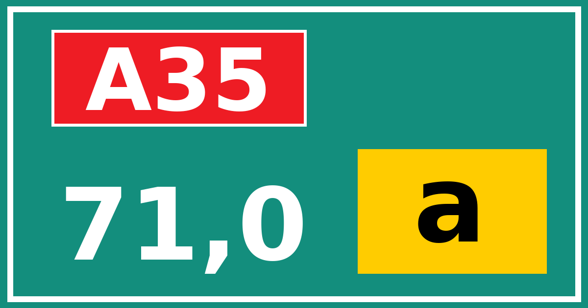 Hectometerbord A35 71,0 letter a