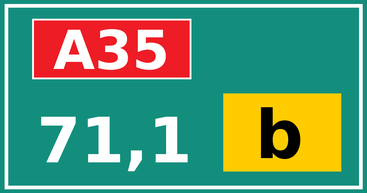 Hectometerbord A35 71,1 letter b