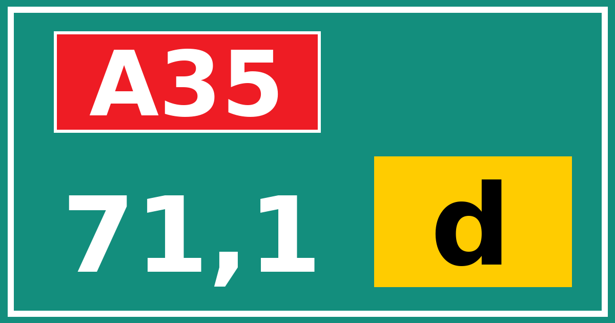 Hectometerbord A35 71,1 letter d