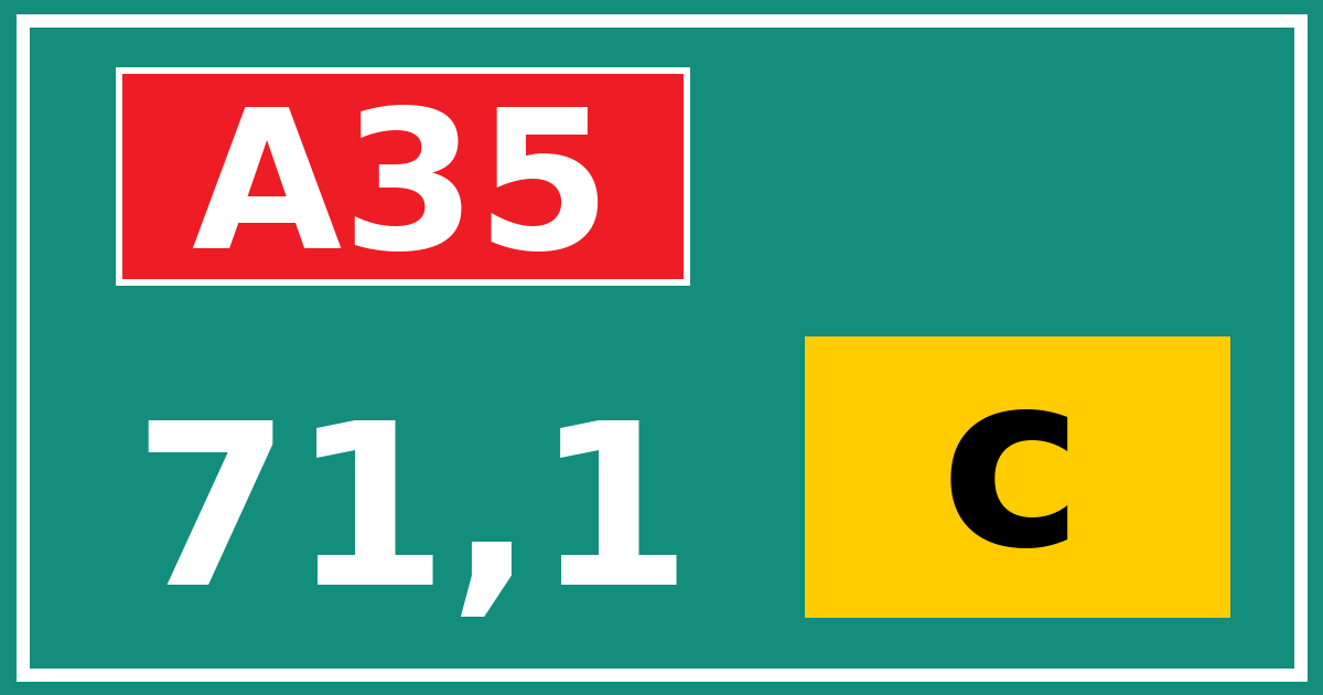 Hectometerbord A35 71,1 letter c