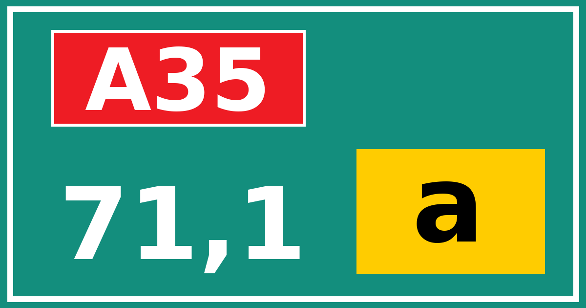 Hectometerbord A35 71,1 letter a