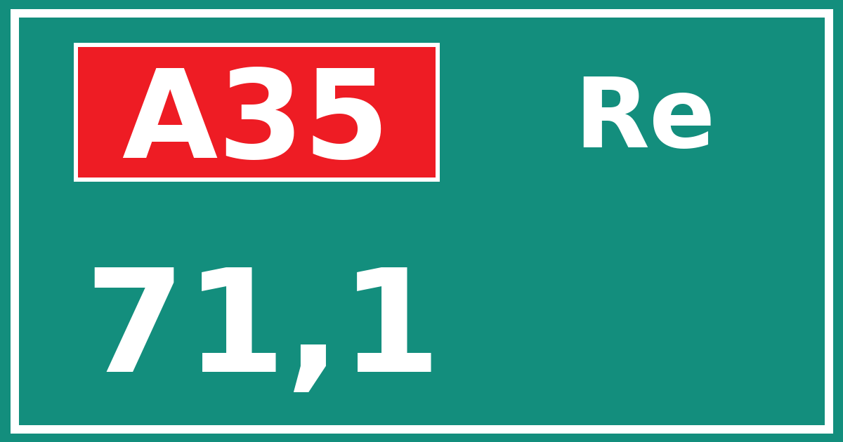 Hectometerbord A35 71,1 zijde Re