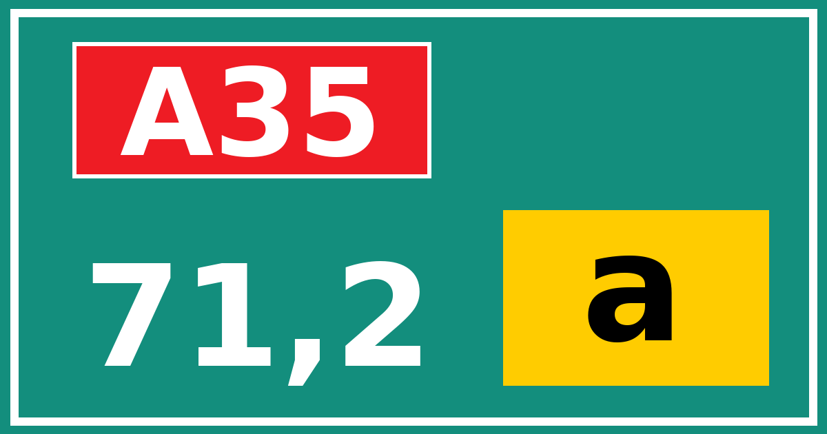 Hectometerbord A35 71,2 letter a