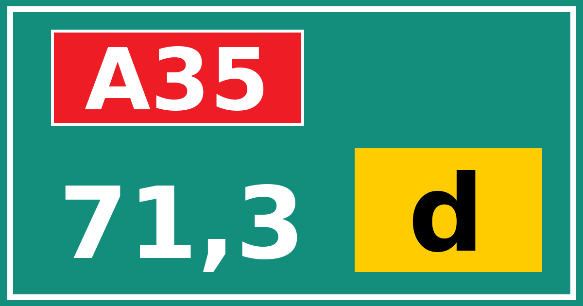 Hectometerbord A35 71,3 letter d