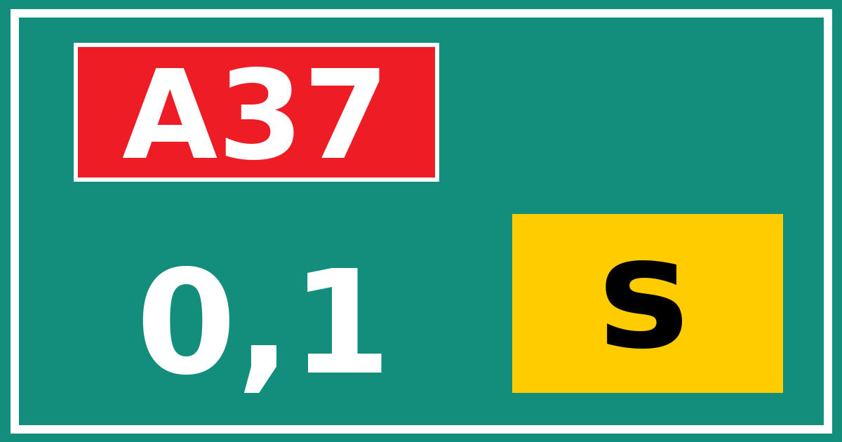 Hectometerbord A37 0,1 letter s