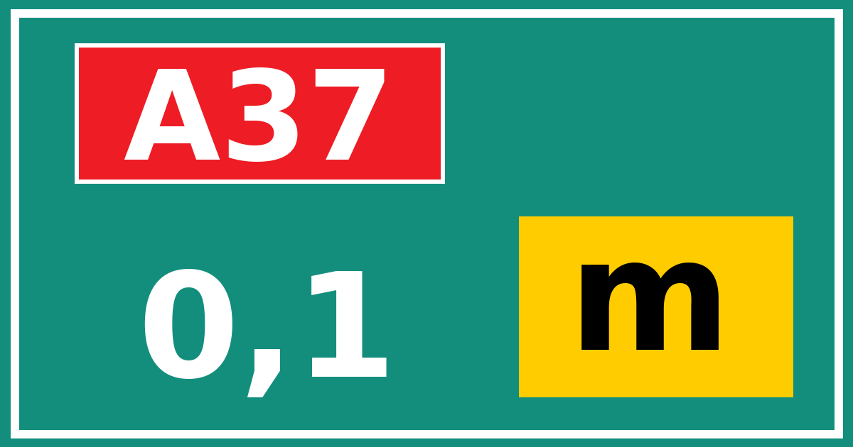 Hectometerbord A37 0,1 letter m