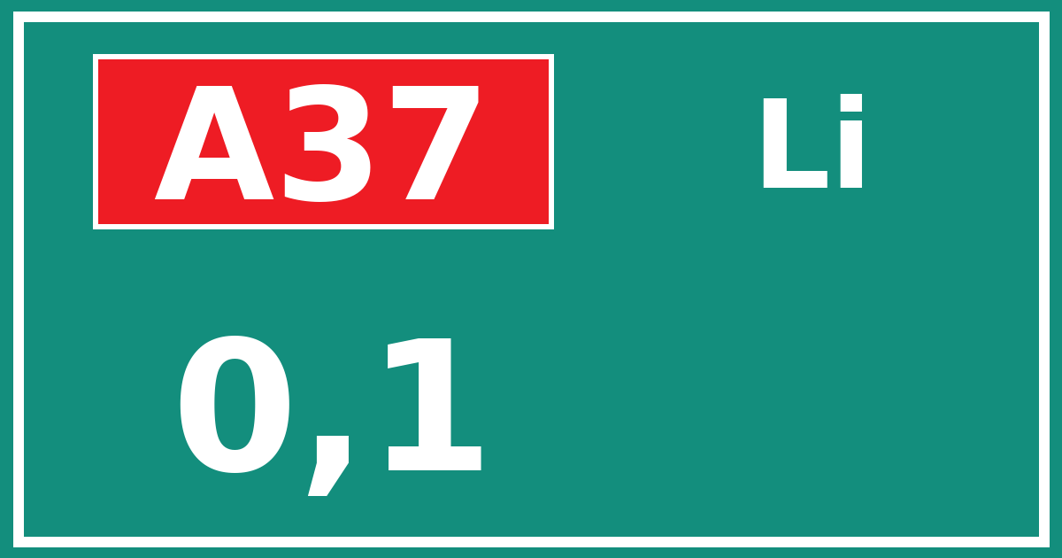 Hectometerbord A37 0,1 zijde Li