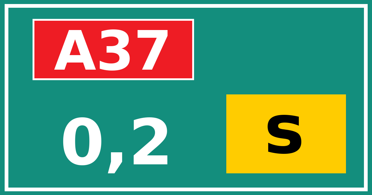 Hectometerbord A37 0,2 letter s