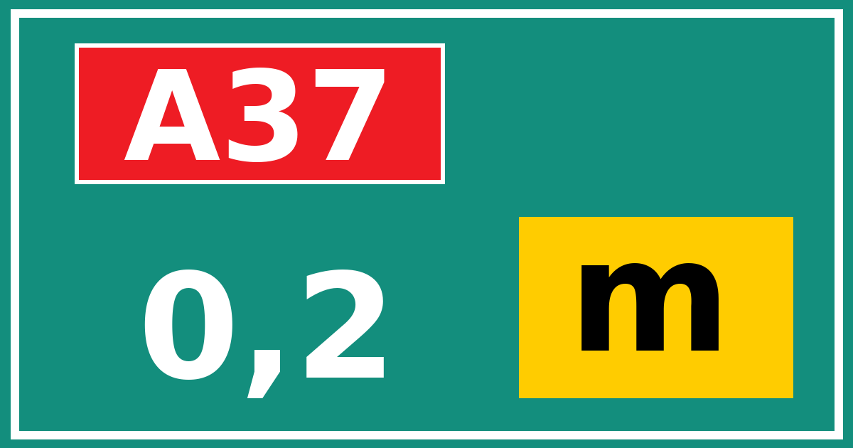 Hectometerbord A37 0,2 letter m