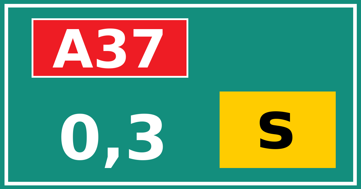 Hectometerbord A37 0,3 letter s