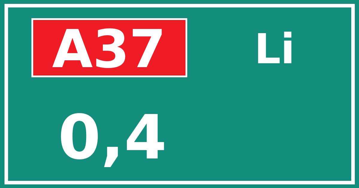 Hectometerbord A37 0,4 zijde Li
