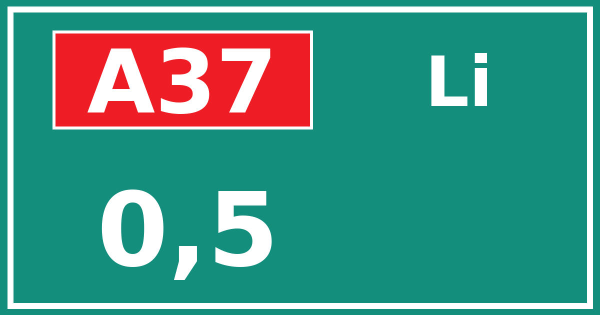 Hectometerbord A37 0,5 zijde Li