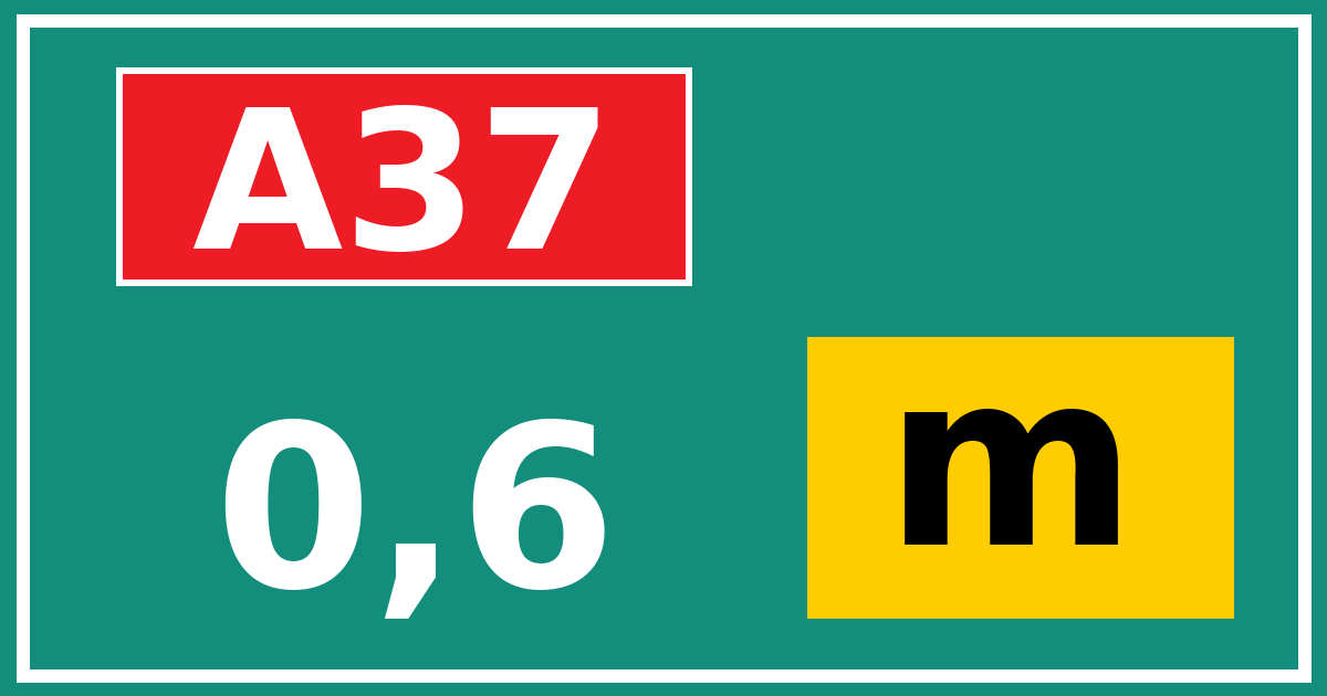 Hectometerbord A37 0,6 letter m