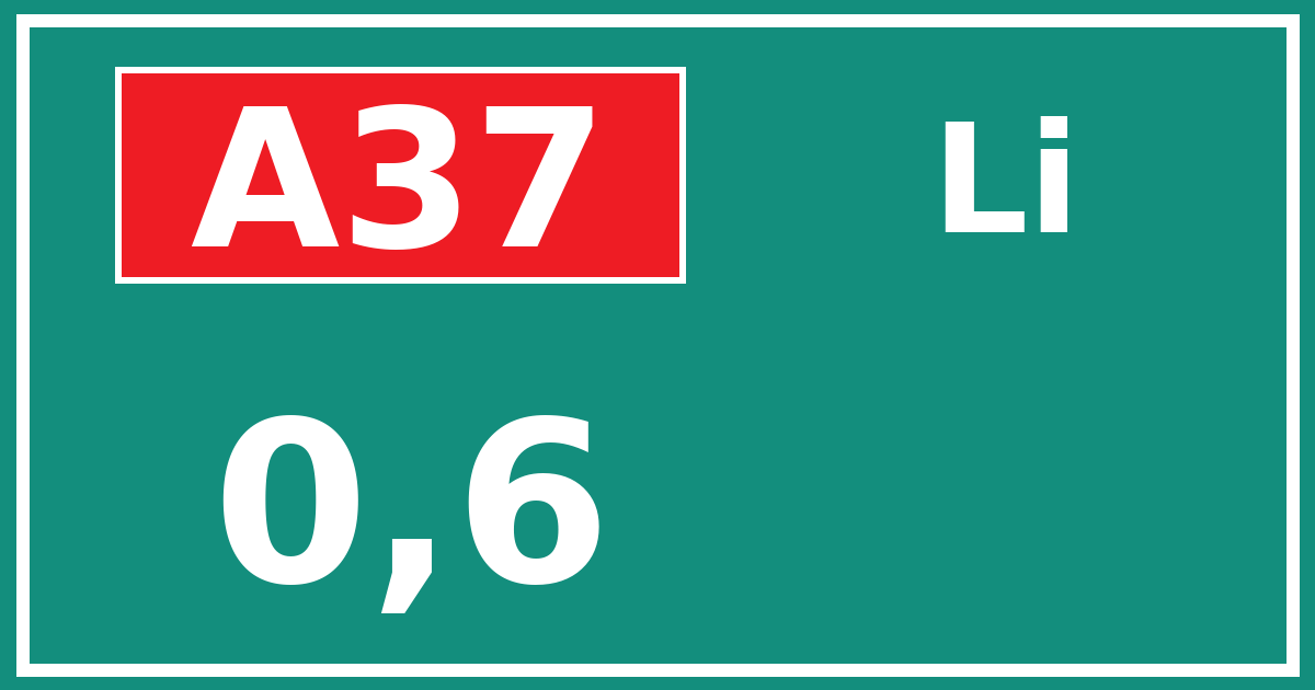Hectometerbord A37 0,6 zijde Li