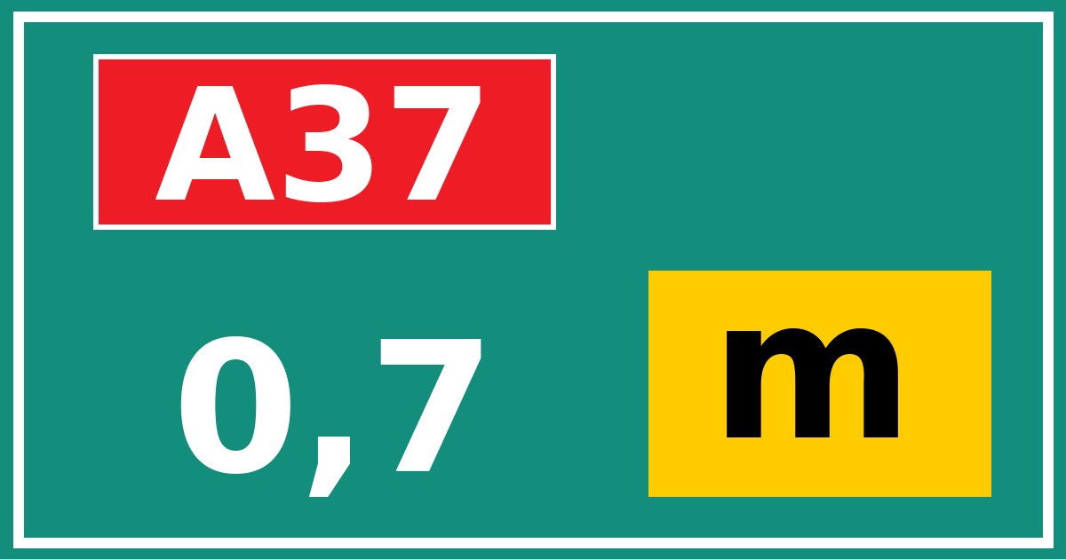 Hectometerbord A37 0,7 letter m