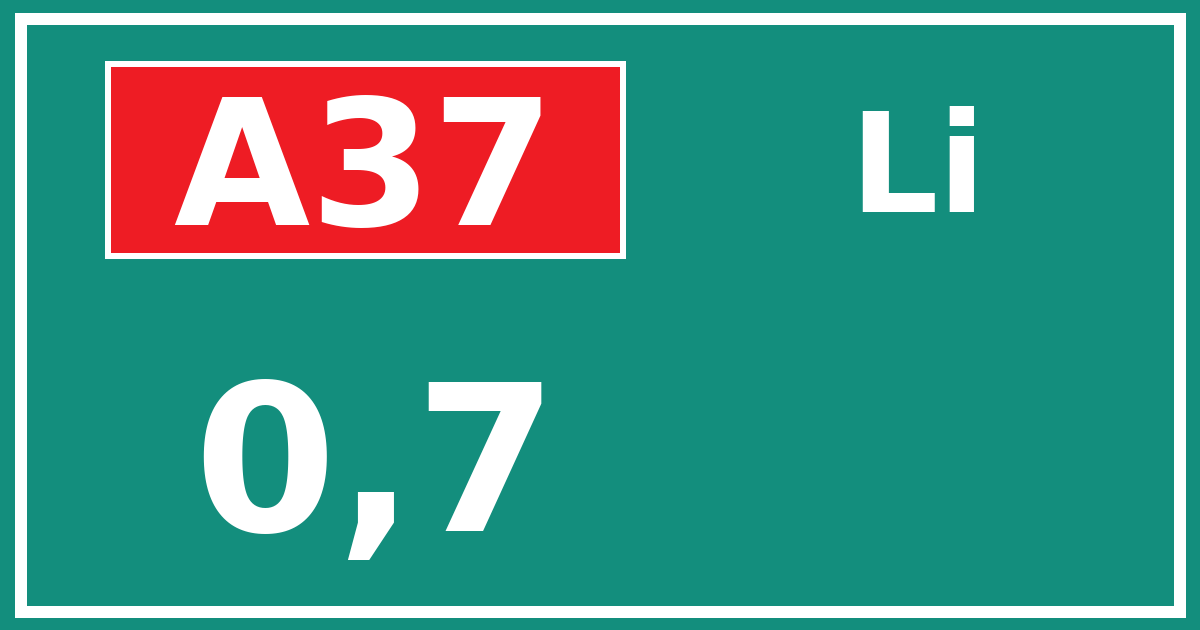 Hectometerbord A37 0,7 zijde Li