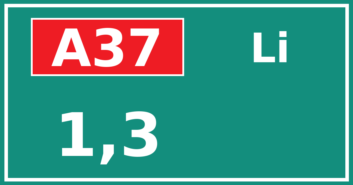 Hectometerbord A37 1,3 zijde Li