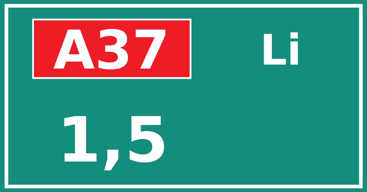 Hectometerbord A37 1,5 zijde Li