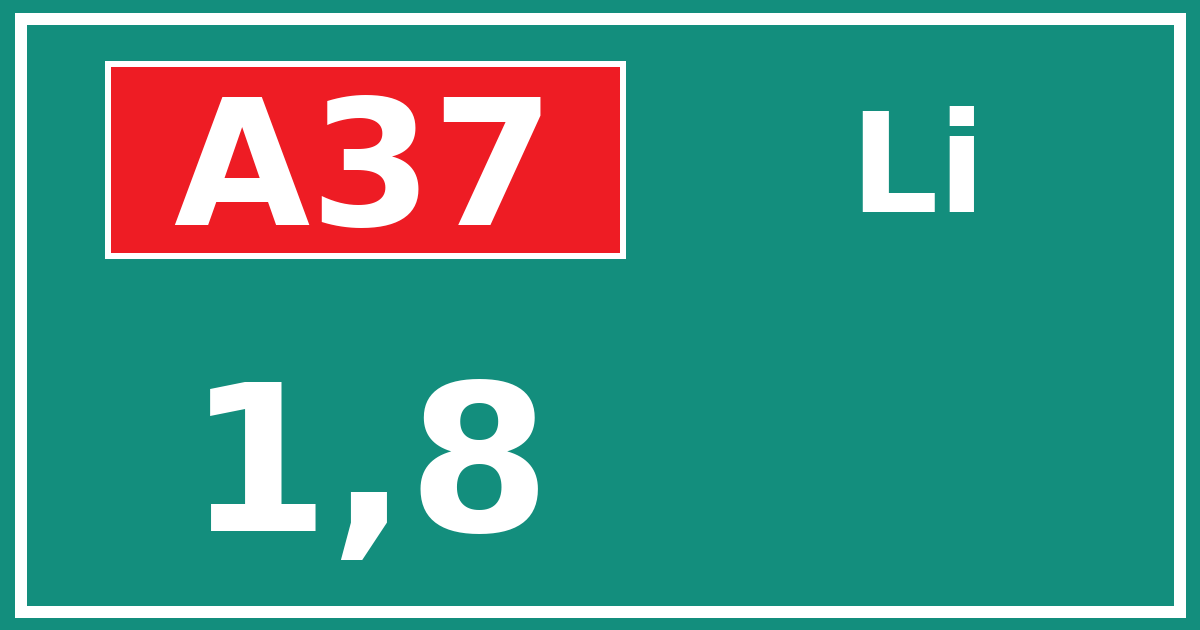 Hectometerbord A37 1,8 zijde Li
