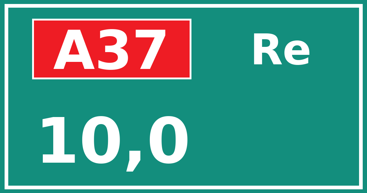 Hectometerbord A37 10,0 zijde Re