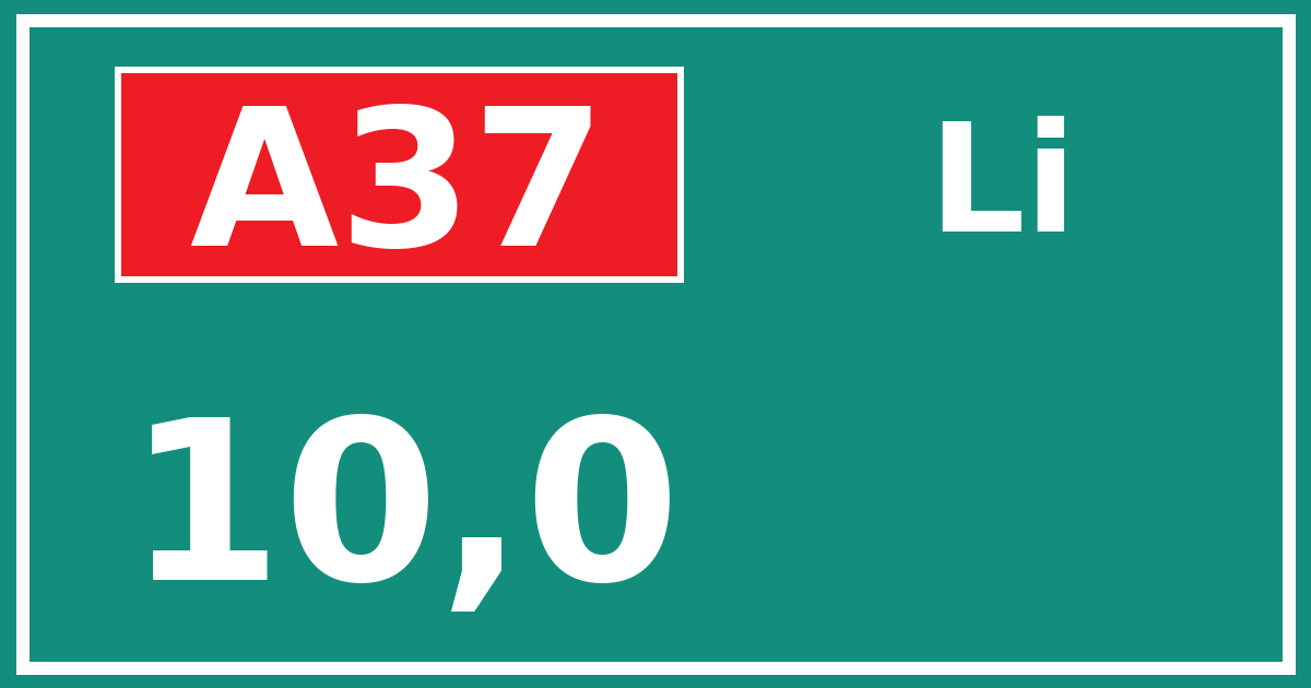Hectometerbord A37 10,0 zijde Li