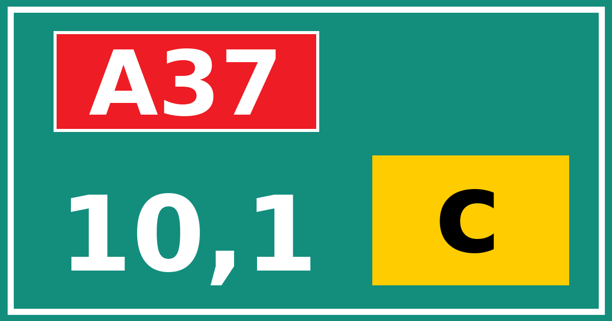 Hectometerbord A37 10,1 letter c
