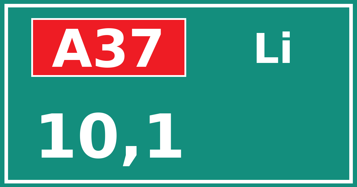 Hectometerbord A37 10,1 zijde Li