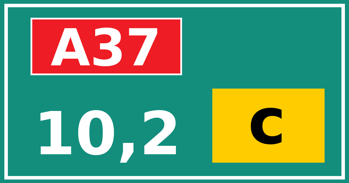 Hectometerbord A37 10,2 letter c