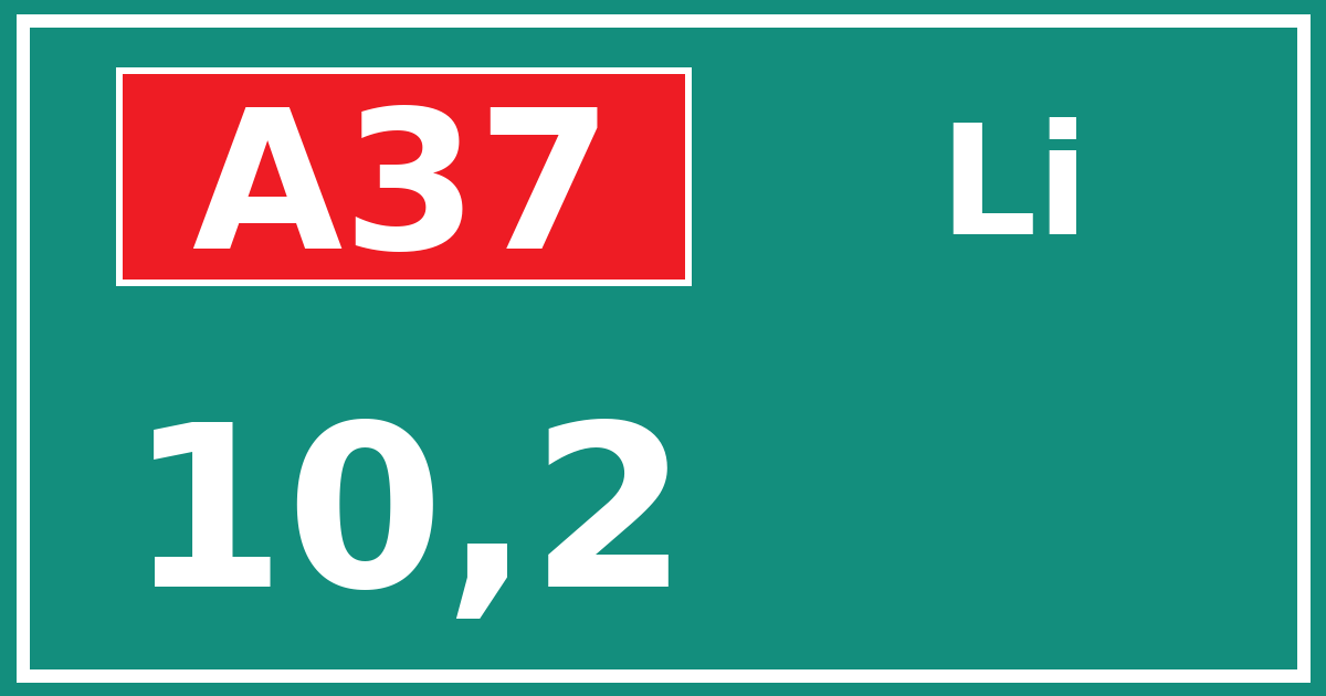 Hectometerbord A37 10,2 zijde Li