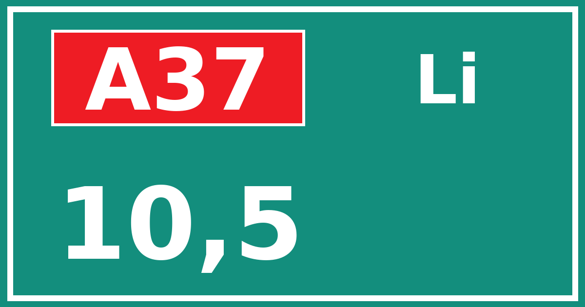 Hectometerbord A37 10,5 zijde Li