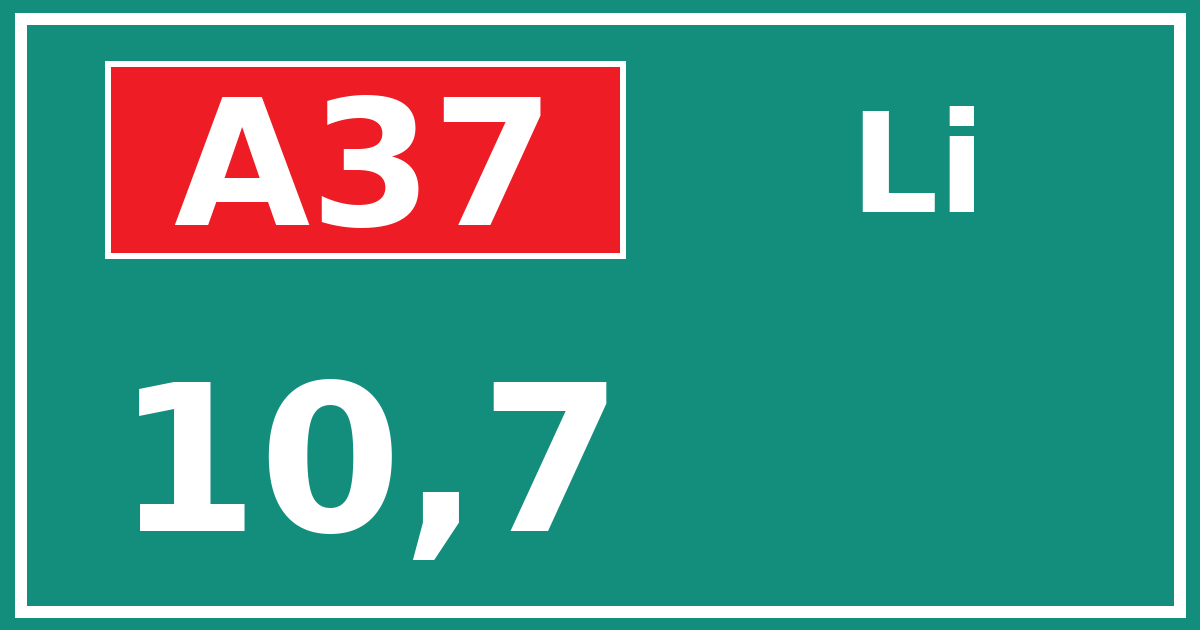 Hectometerbord A37 10,7 zijde Li
