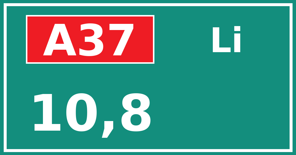 Hectometerbord A37 10,8 zijde Li
