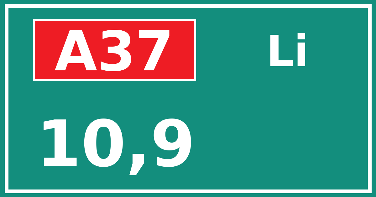 Hectometerbord A37 10,9 zijde Li