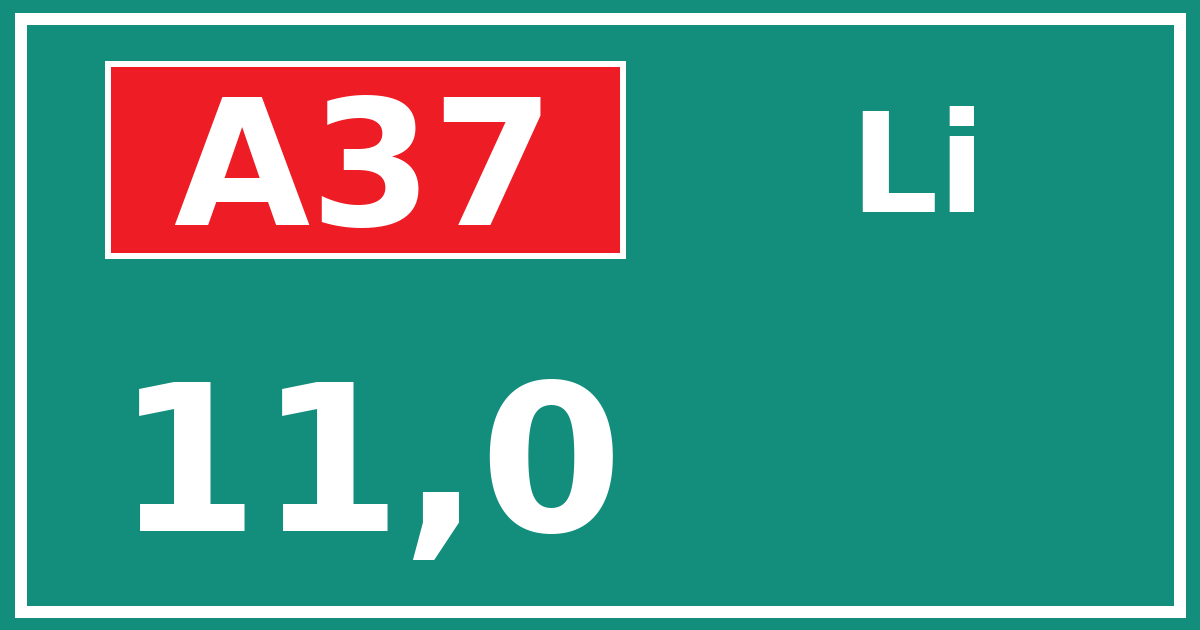 Hectometerbord A37 11,0 zijde Li