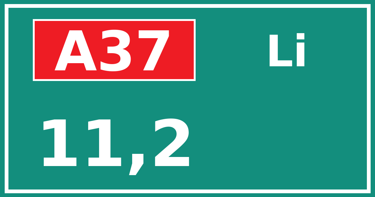 Hectometerbord A37 11,2 zijde Li