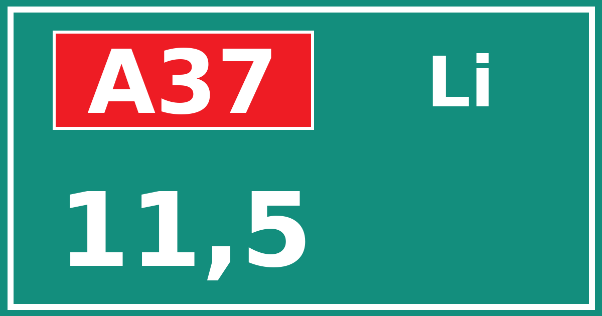 Hectometerbord A37 11,5 zijde Li