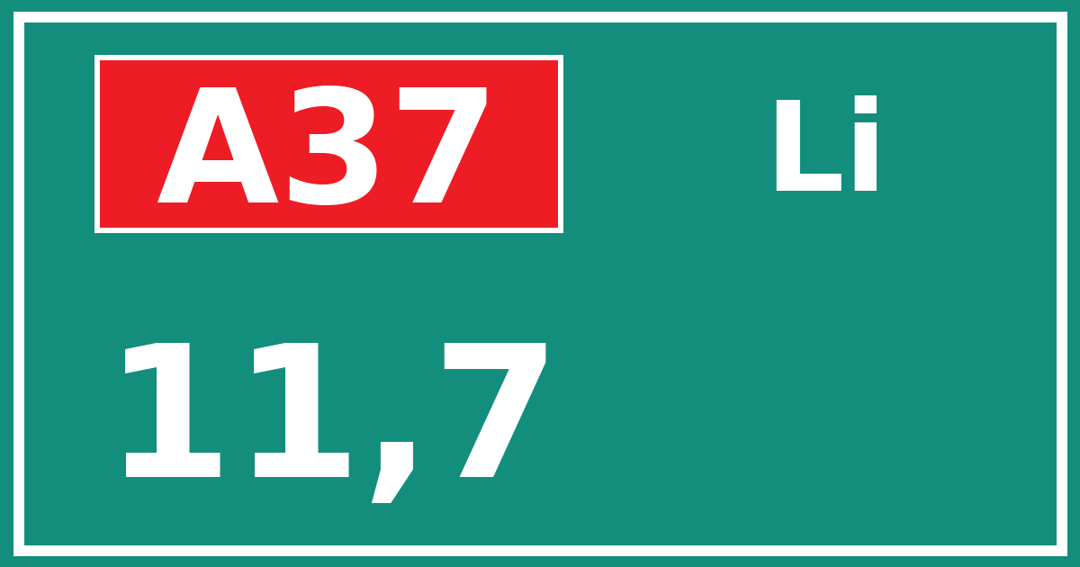 Hectometerbord A37 11,7 zijde Li