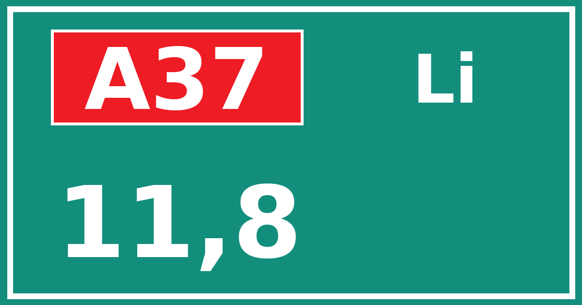 Hectometerbord A37 11,8 zijde Li