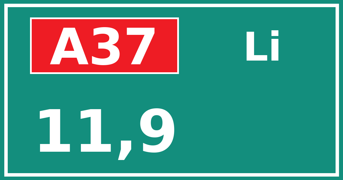 Hectometerbord A37 11,9 zijde Li