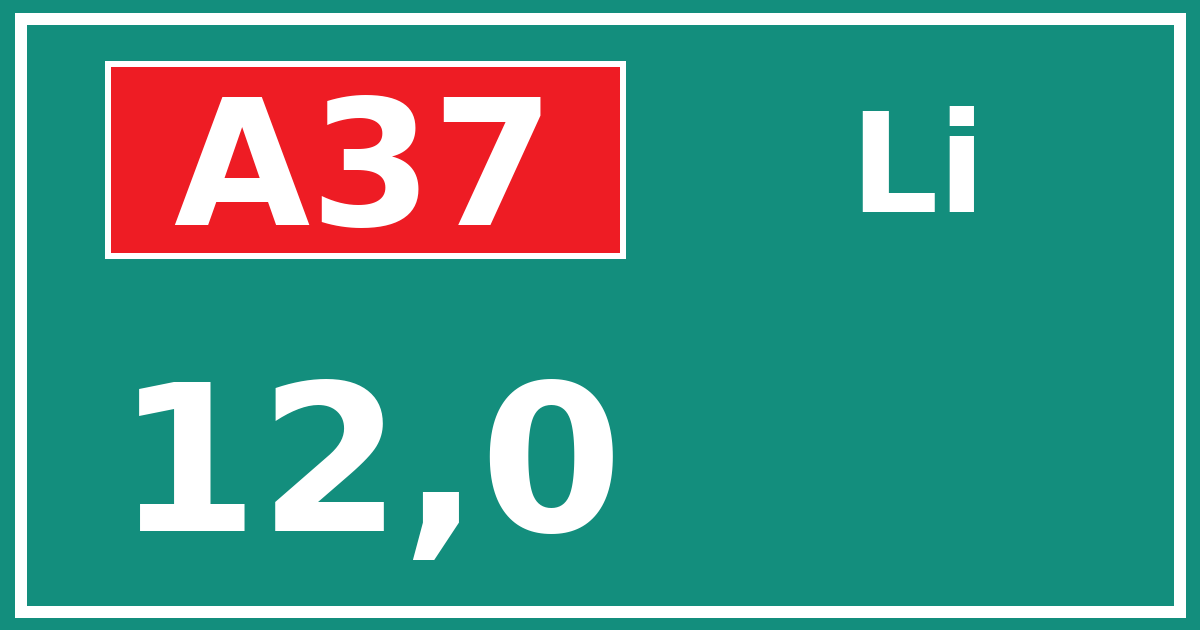 Hectometerbord A37 12,0 zijde Li