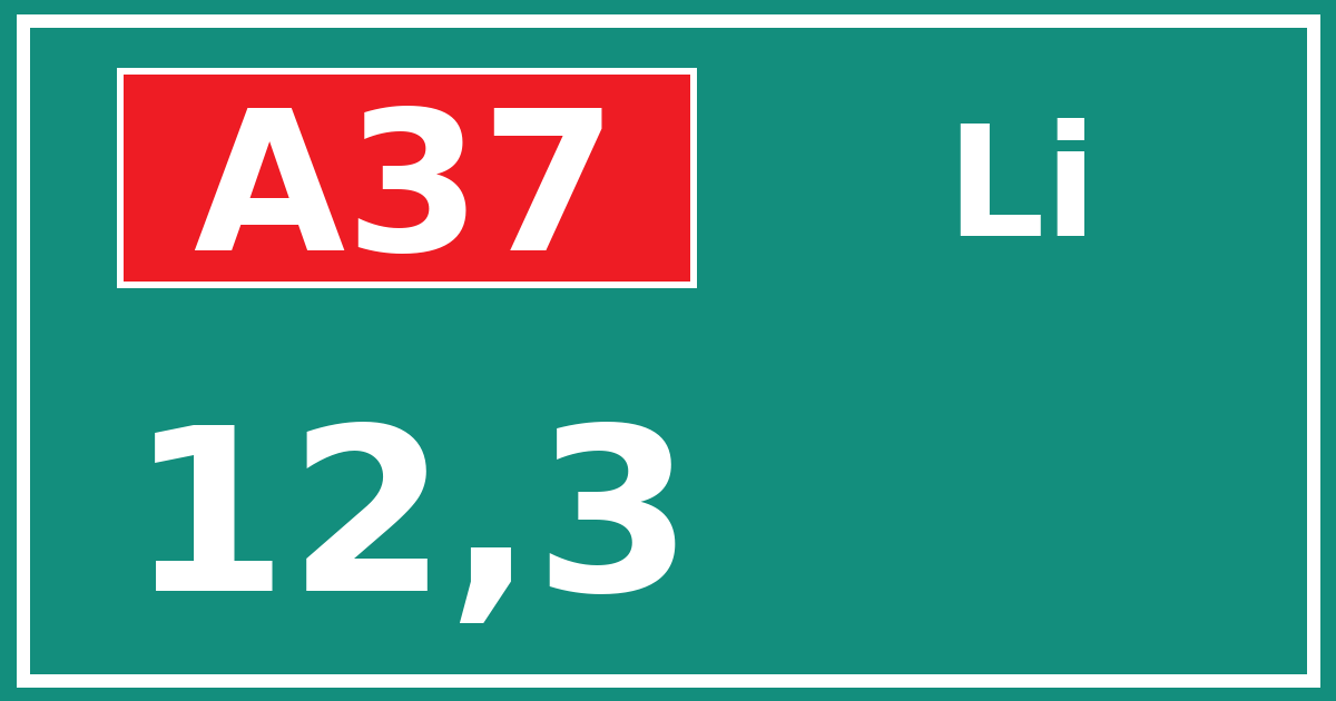 Hectometerbord A37 12,3 zijde Li