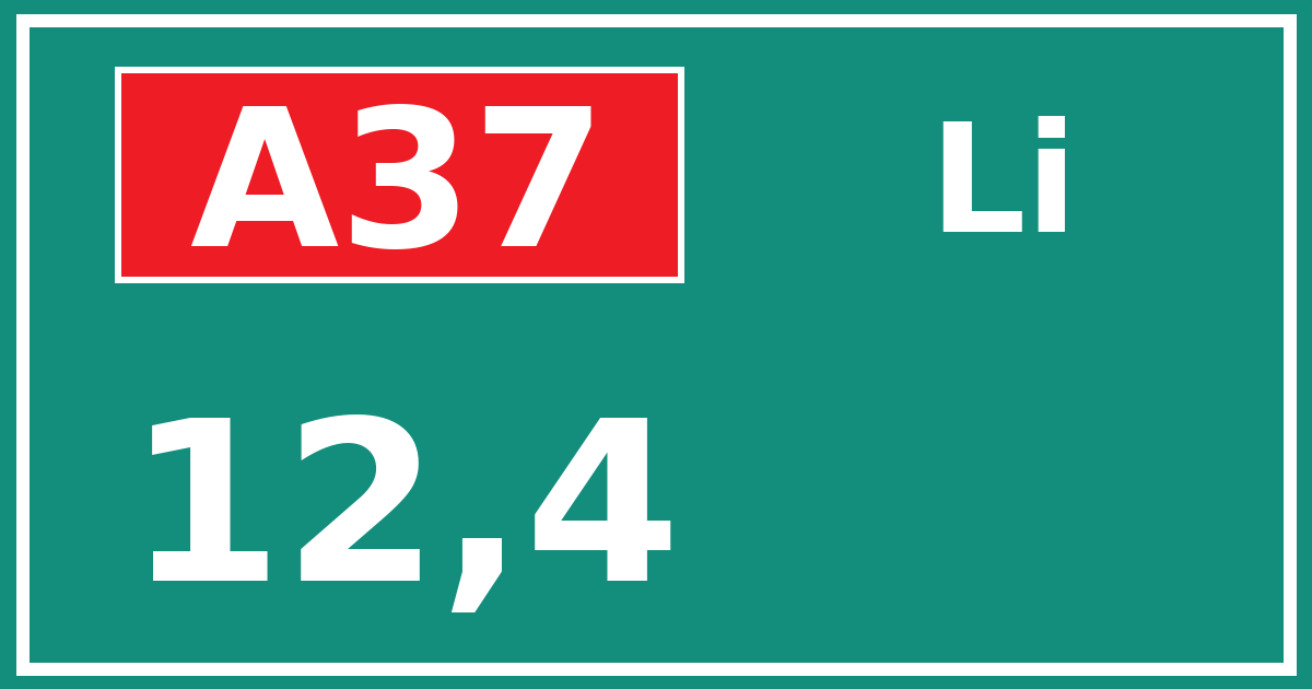 Hectometerbord A37 12,4 zijde Li