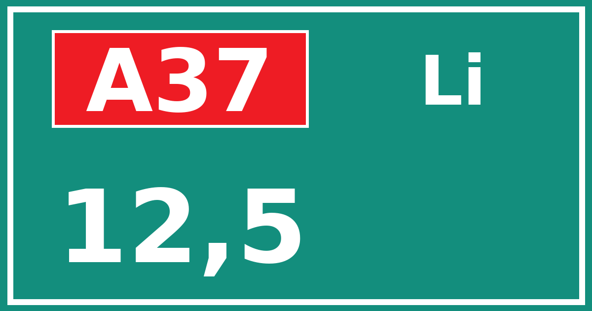 Hectometerbord A37 12,5 zijde Li