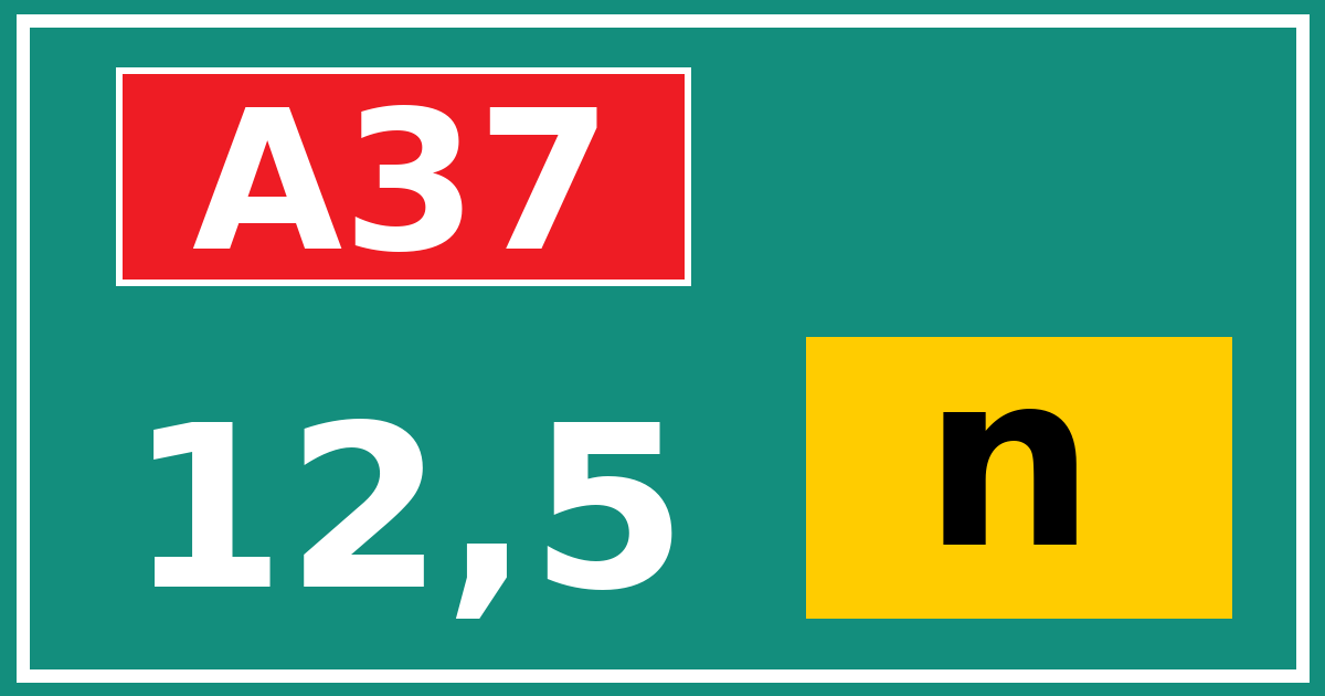 Hectometerbord A37 12,5 letter n